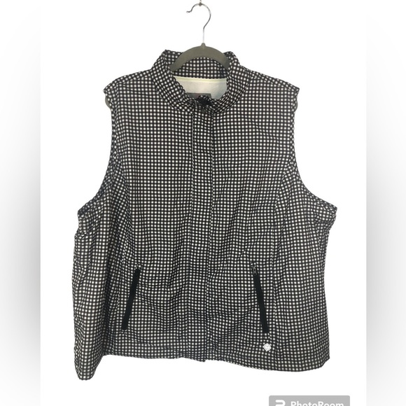 Talbots Women’s Vest Quilted Check Velcro Zip Closure Front Zip Pockets Sporty - Picture 1 of 9